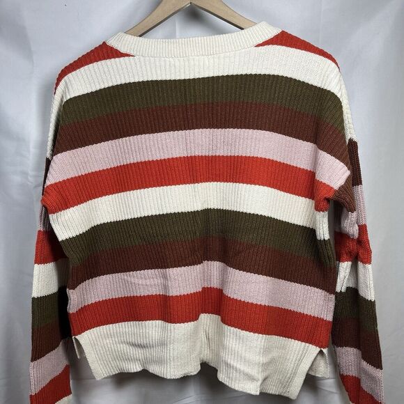 Madewell Women Patch Pocket Pullover Sweater Multicolor Walton Stripe Size M - Picture 3 of 6